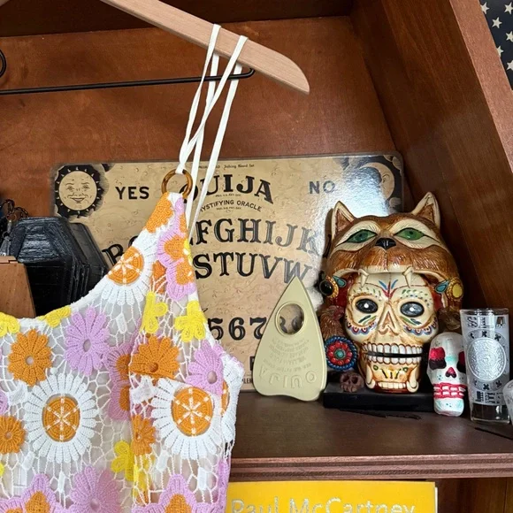 Zara - Midi Crochet Daisy Dress Orange Yellow Pink - size xs - Picture 4 of 8